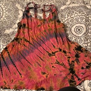 Tie dye open back tank top